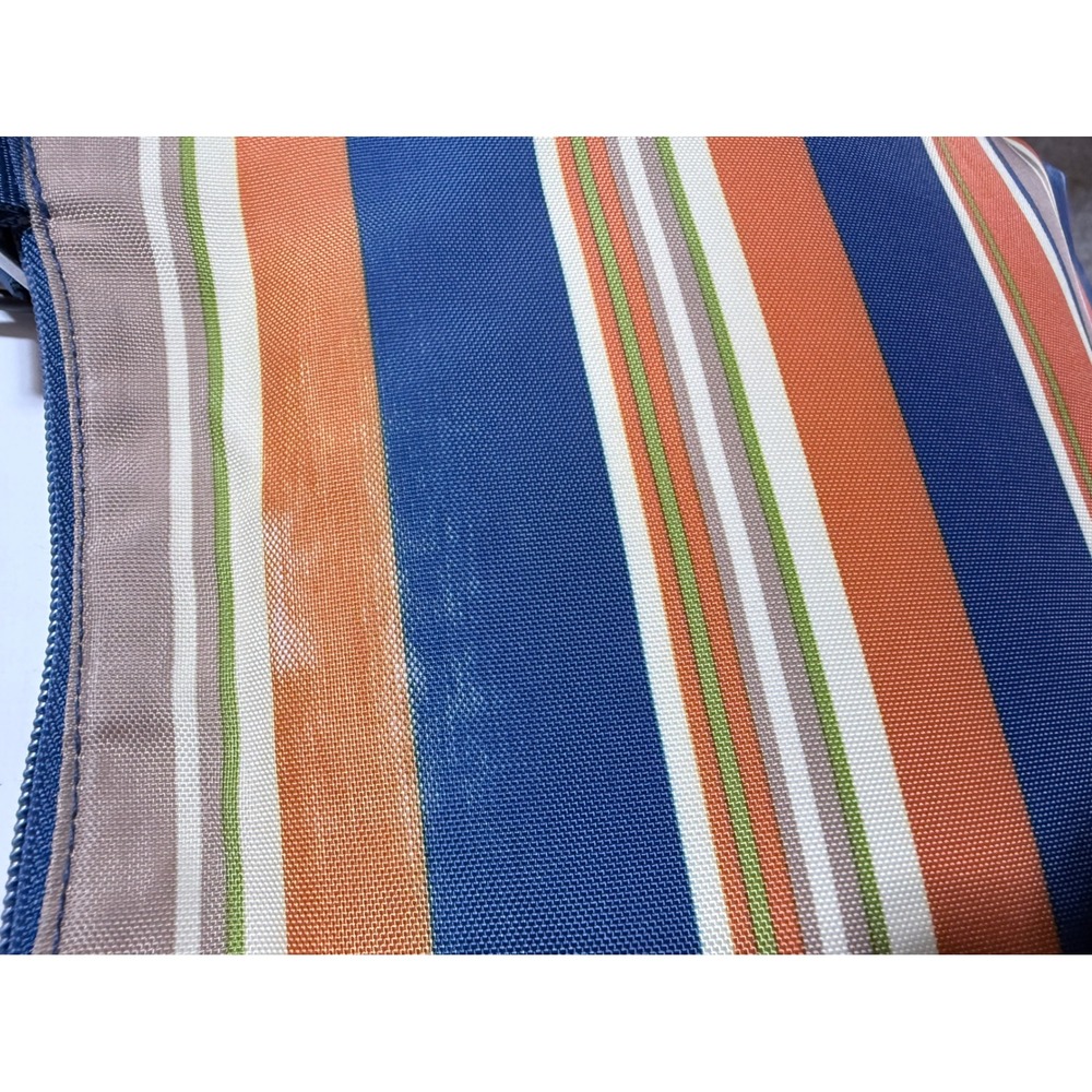 Baggallini Crossbody Bag Striped Nylon Navy Orange Multi Pocket Travel Purse - Picture 11 of 12